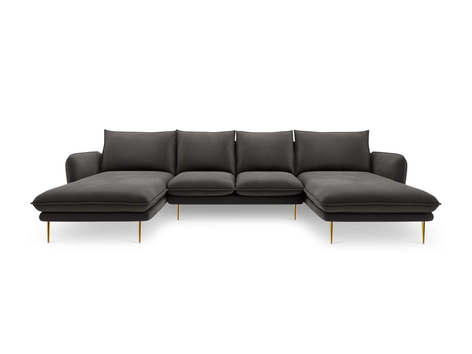 Vienna Velour Panoramic Sofa 6 Sitzer 170cm in Dark Grey/Gold-Bluvel präsentiert im Onlineshop von KAQTU Design AG. 3er Sofa ist von Cosmopolitan Design