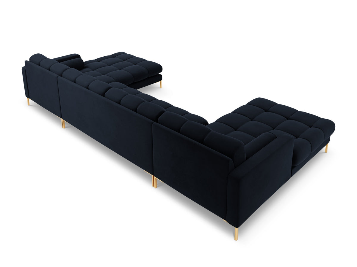 Ecksofa 7-Sitzer Panoramic Sofa Bali mit Stoffbezug, Récamière und Metallbeinen