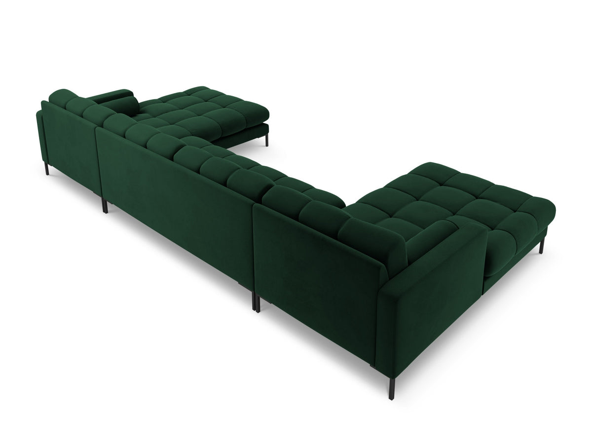 Ecksofa 7-Sitzer Panoramic Sofa Bali mit Stoffbezug, Récamière und Metallbeinen