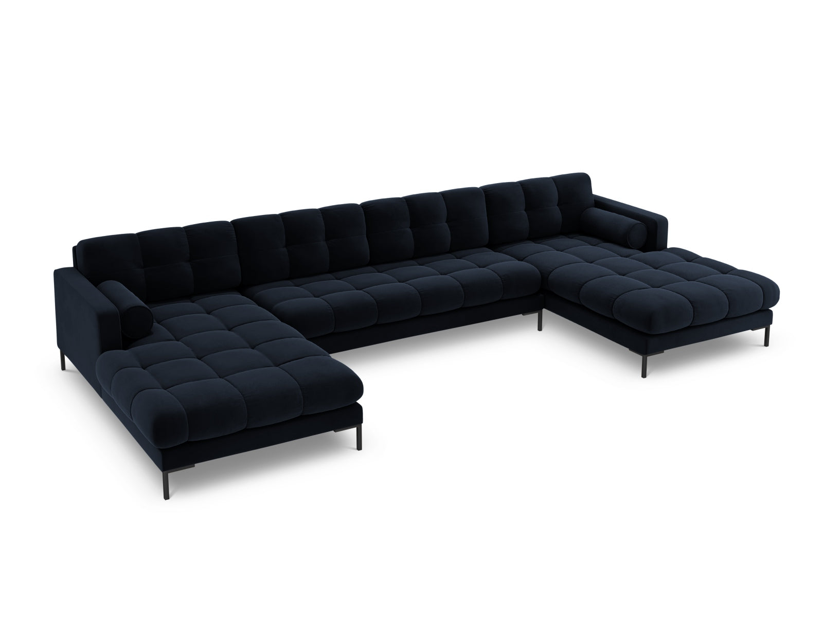 7-Sitzer Panoramic Sofa Bali in Dark Blue-Bluvel präsentiert im Onlineshop von KAQTU Design AG. Ecksofa ist von Cosmopolitan Design
