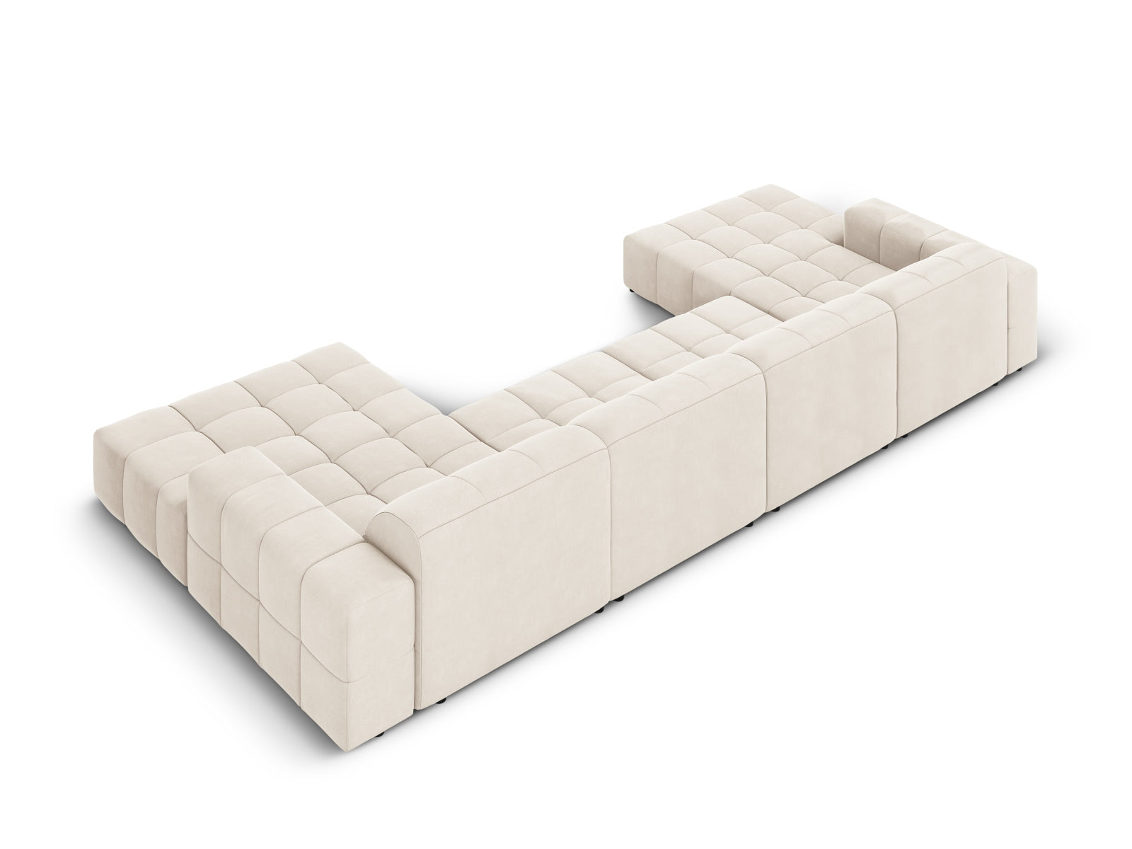 Entdecken Sie das Chicago Velour Panoramic Sofa für 6 Personen von Cosmopolitan Design – ein elegantes, komfortables Highlight für Ihr modernes Wohnzimmer.