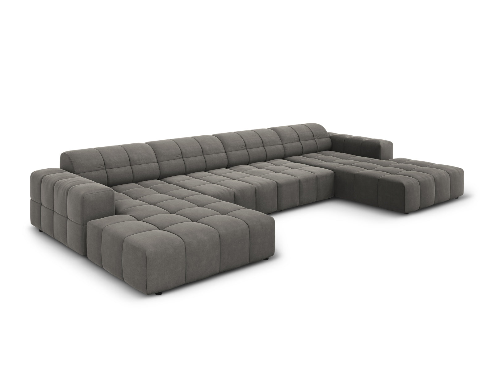 Erleben Sie das Chicago Velour Panoramic Sofa für 6 Personen von Cosmopolitan Design – stilvoll, bequem und perfekt für Ihr modernes Zuhause.