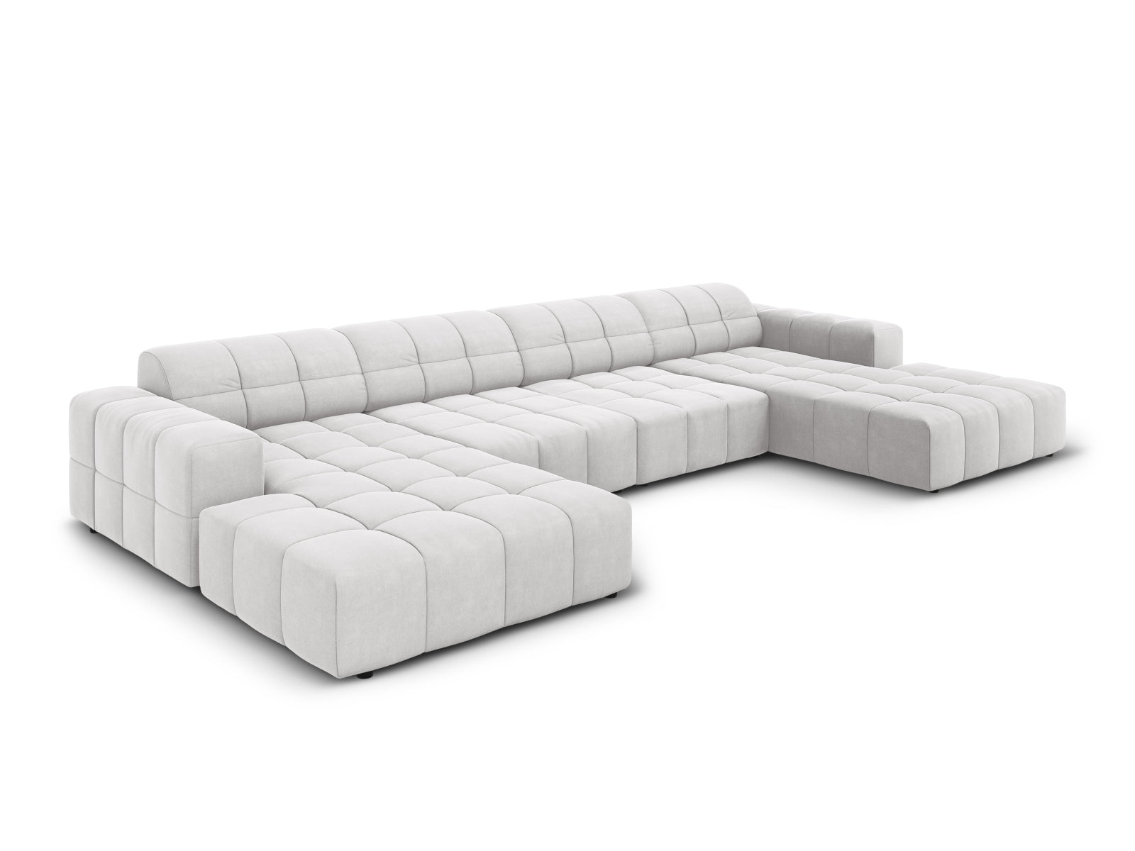 Erleben Sie das Chicago Velour Panoramic Sofa für 6 Personen von Cosmopolitan Design – stilvoll, bequem und perfekt für Ihr modernes Zuhause.