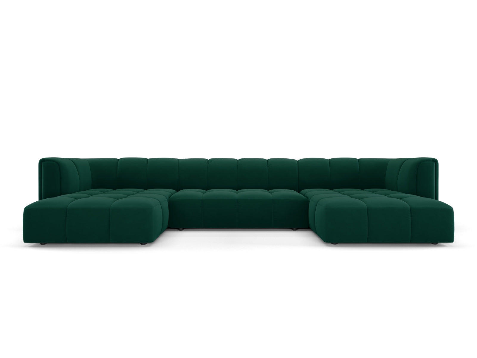 5-Sitzer Panoramic Sofa Moritz in Bottle Green-Bluvel präsentiert im Onlineshop von KAQTU Design AG. Ecksofa ist von Cosmopolitan Design