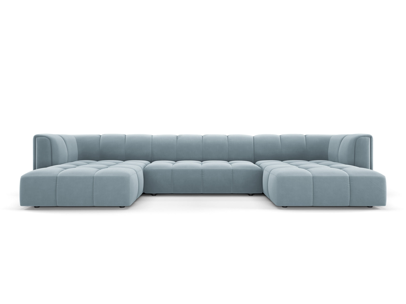 5-Sitzer Panoramic Sofa Moritz in Light Blue-Bluvel präsentiert im Onlineshop von KAQTU Design AG. Ecksofa ist von Cosmopolitan Design