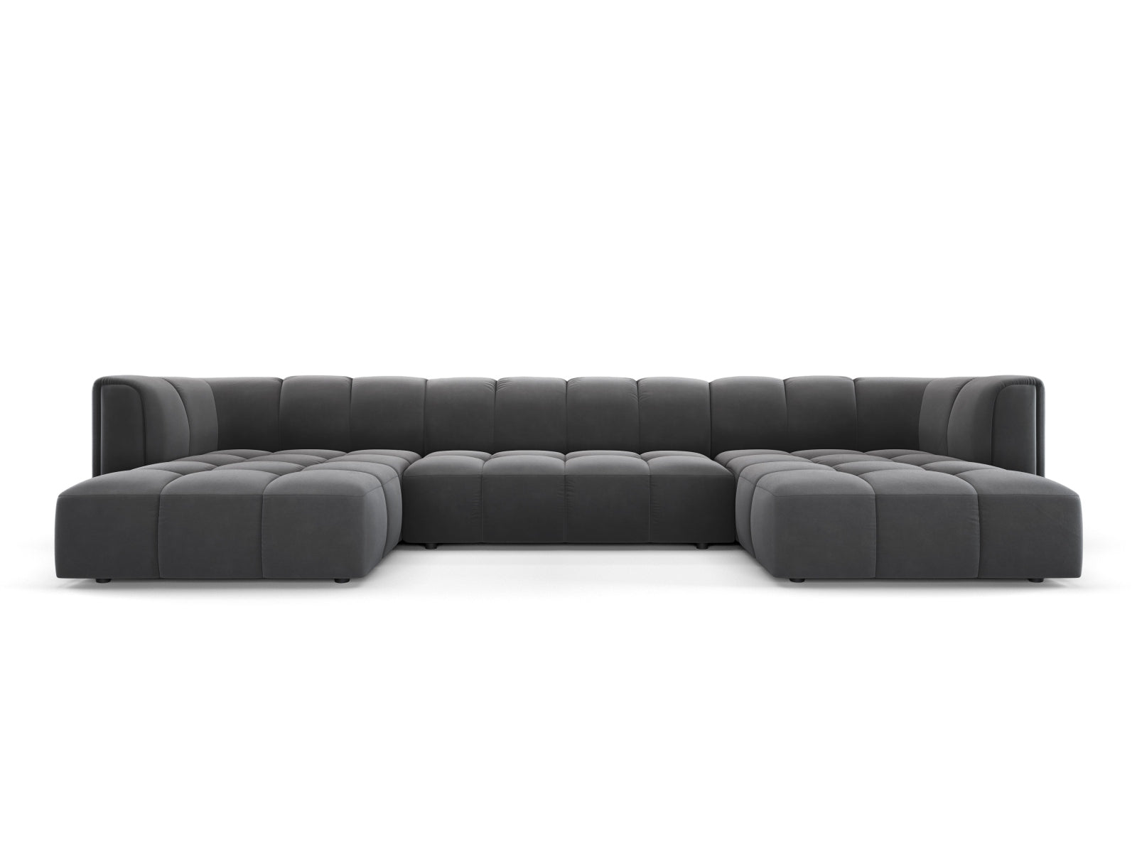 5-Sitzer Panoramic Sofa Moritz in Grey-Bluvel präsentiert im Onlineshop von KAQTU Design AG. Ecksofa ist von Cosmopolitan Design