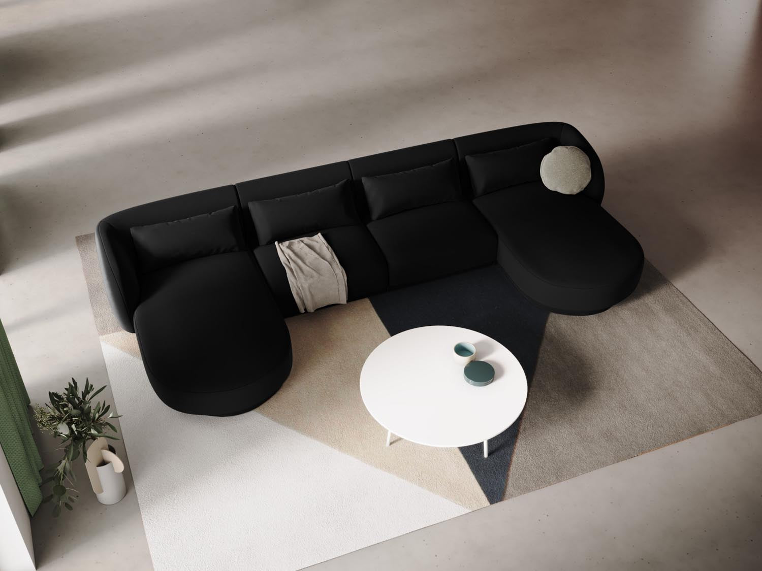 Tulum Velour Panoramic Sofa 5 Sitzer 156cm in Black präsentiert im Onlineshop von KAQTU Design AG. 3er Sofa ist von Cosmopolitan Design