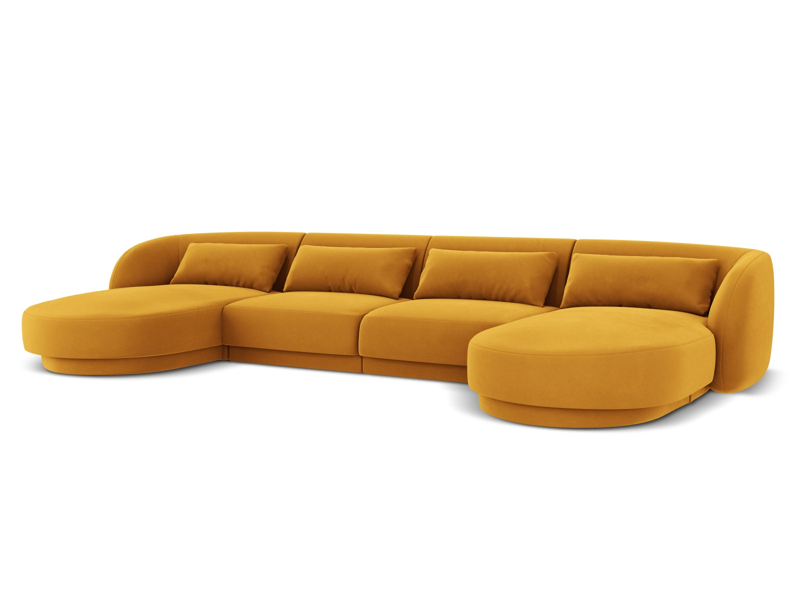Modernes 5-Sitzer Sofa Tulum in Gelb-Blau aus Velours, perfekt für gemütliche und stilvolle Wohnbereiche von Cosmopolitan Design.
