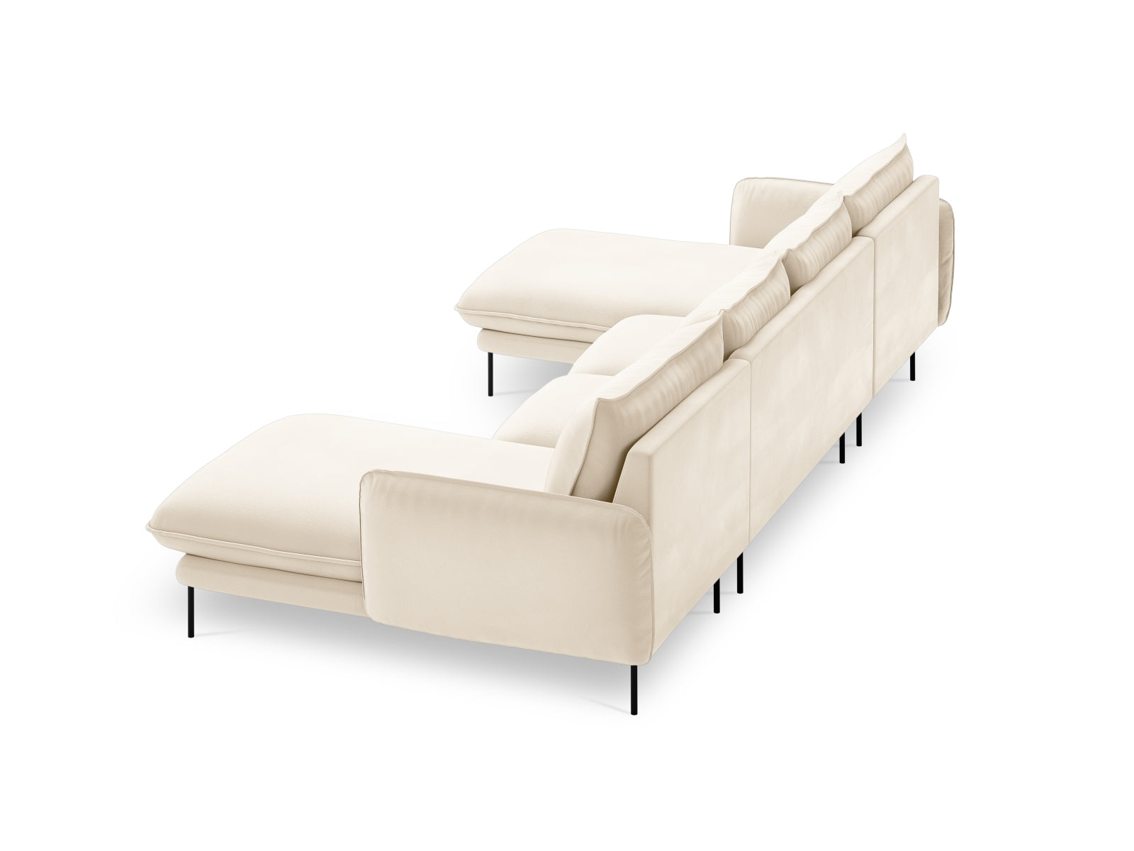 Vienna Velour Panoramic Sofa 6 Sitzer 170cm in Light Beige/Schwarz-Bluvel präsentiert im Onlineshop von KAQTU Design AG. 3er Sofa ist von Cosmopolitan Design