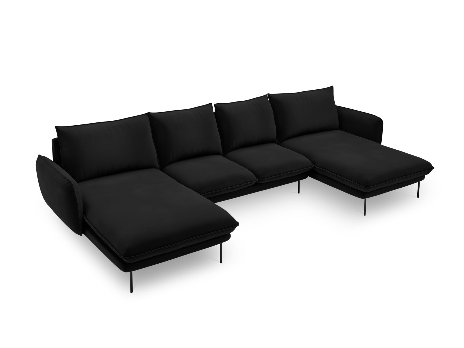 Vienna Velour Panoramic Sofa 6 Sitzer 170cm in Black/Schwarz-Bluvel präsentiert im Onlineshop von KAQTU Design AG. 3er Sofa ist von Cosmopolitan Design