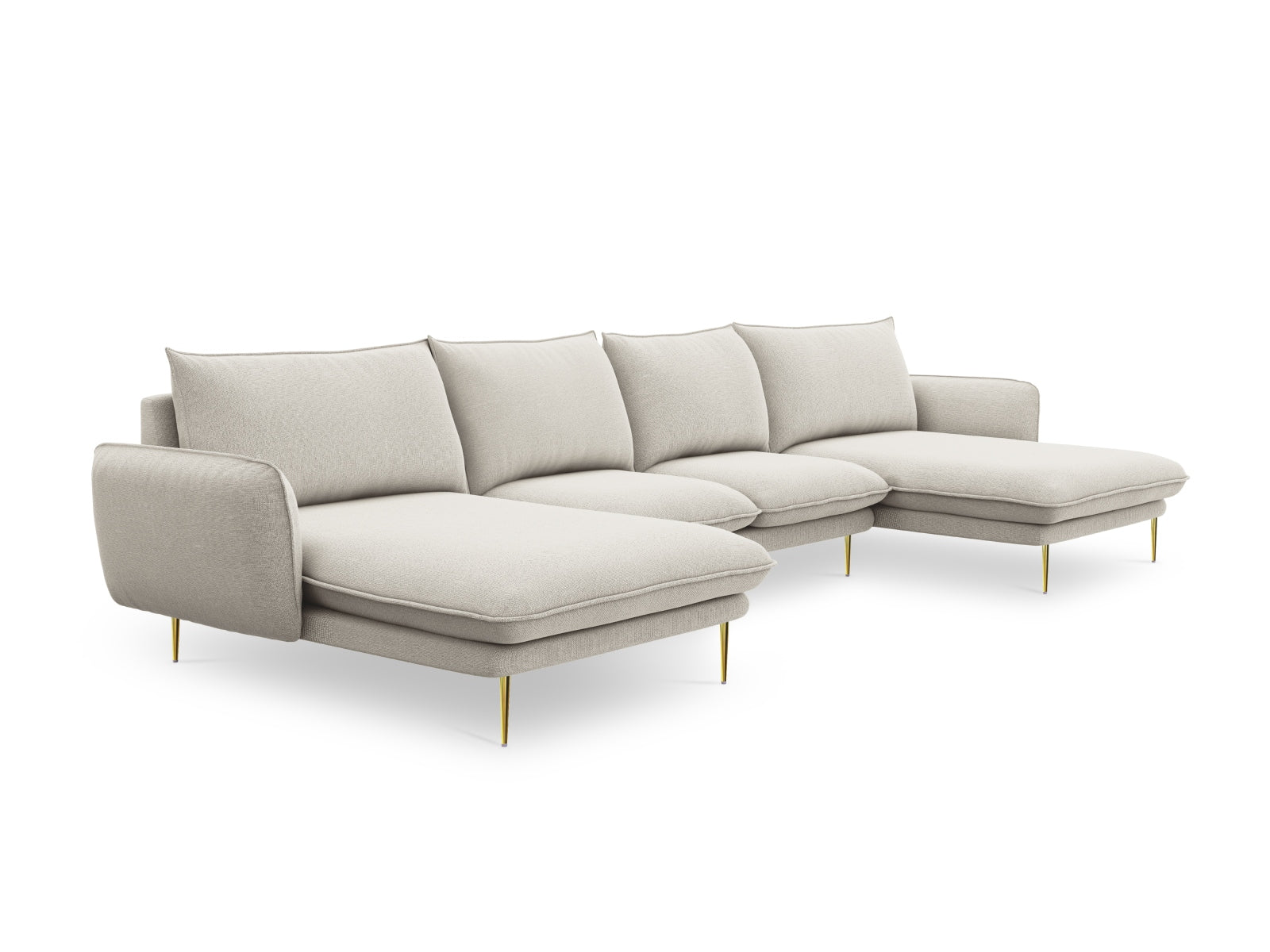 Elegantes 6-Sitzer Sofa Vienna Panoramic in sanftem Beige, ideal für stilvolle Wohnzimmer mit einem Hauch von Luxus.