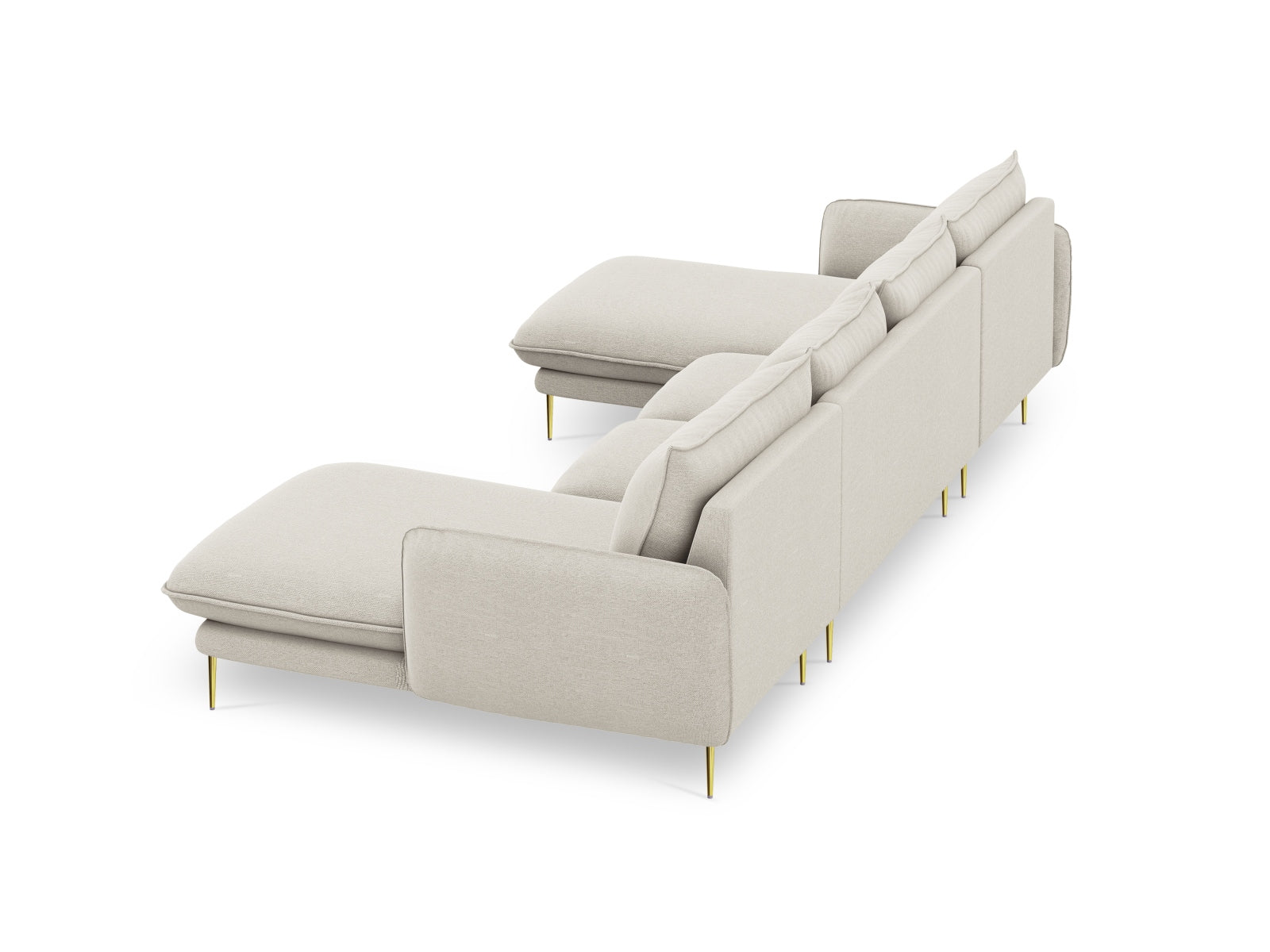 Modernes 6-Sitzer Sofa Vienna Panoramic in zartem Beige, perfekt für gemütliche und stilvolle Wohnräume.