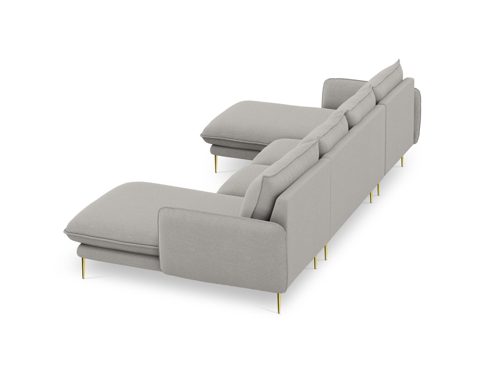 Modernes 6-Sitzer Sofa Vienna Panoramic in zeitlosem Grau, perfekt für gemütliche Wohnzimmer mit einem Hauch von Eleganz.
