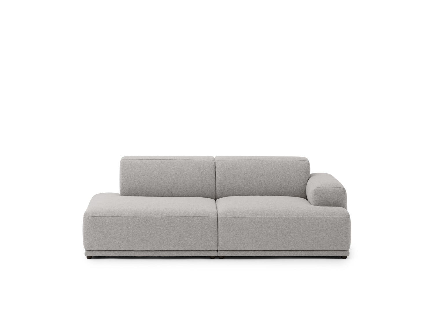 2er Connect Soft Sofa in modernem Design, grauer Stoffbezug, Ausstellungsstück, auf hellem Hintergrund präsentiert.