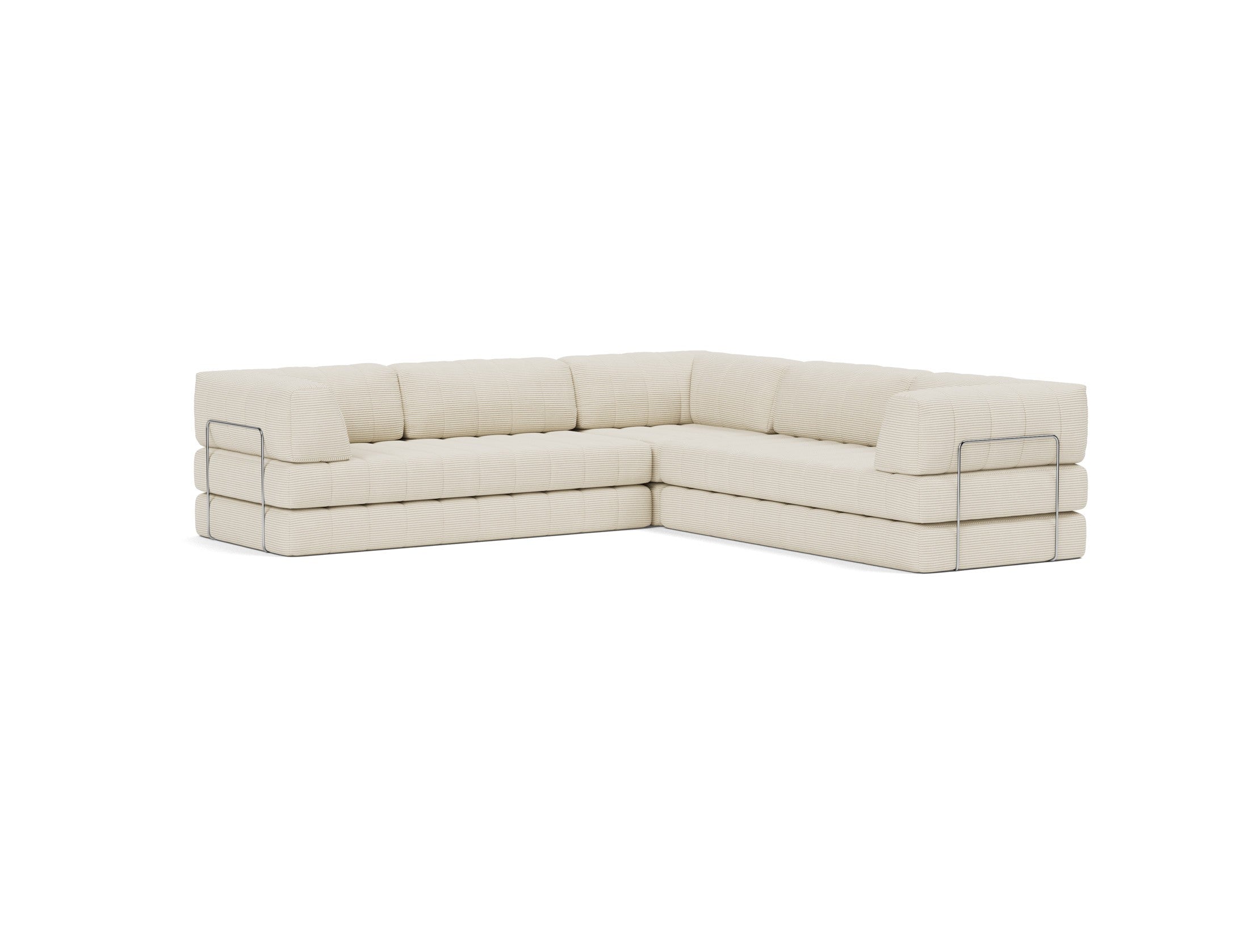 CozyPad Schlafsofa Ecksofa mit Armlehnen in 594 Corduroy Ivory präsentiert im Onlineshop von KAQTU Design AG. Bettsofa ist von Innovation Living