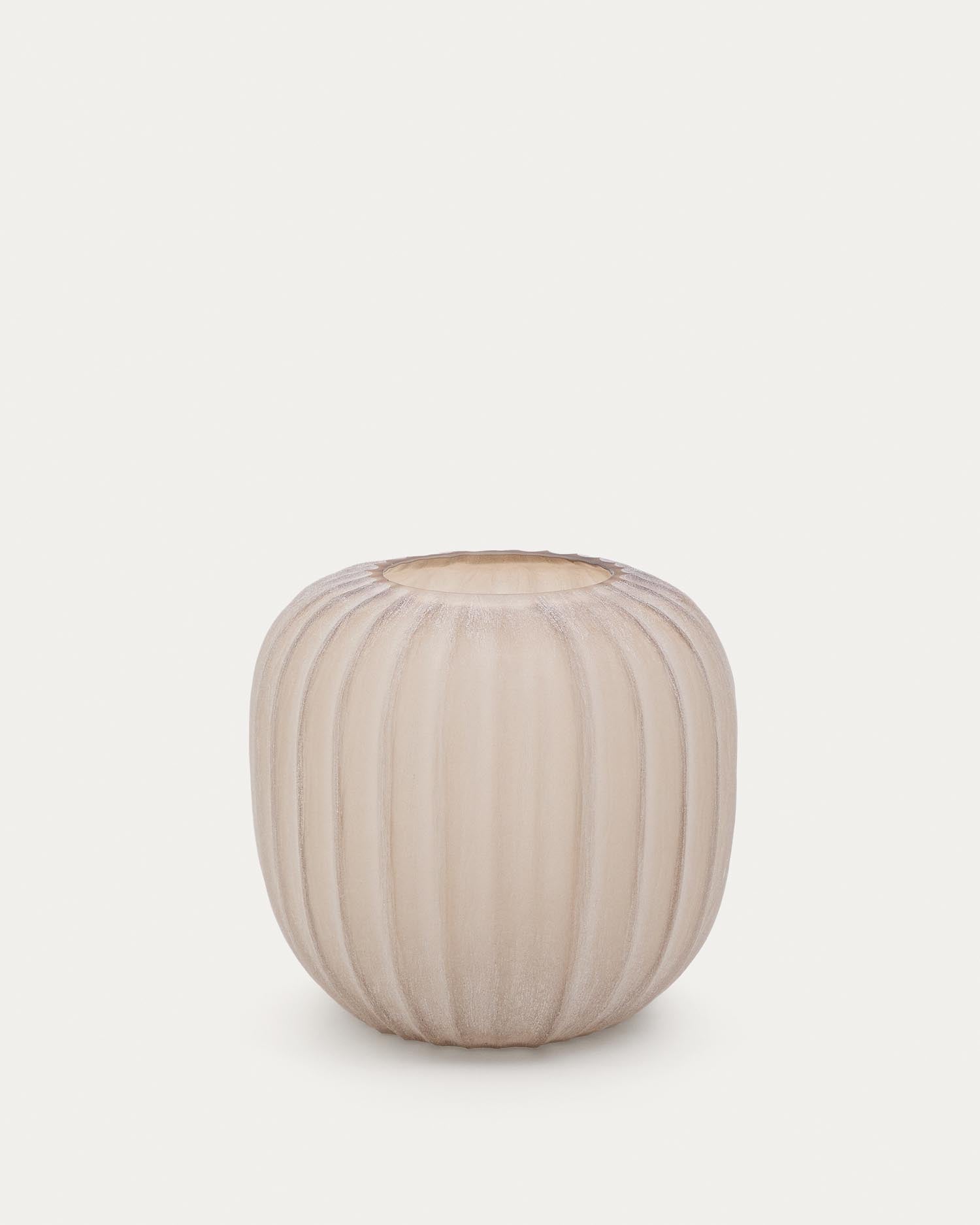 Vase Lumia aus beigem Glas 27 cm in Beige präsentiert im Onlineshop von KAQTU Design AG. Vase ist von Kave Home