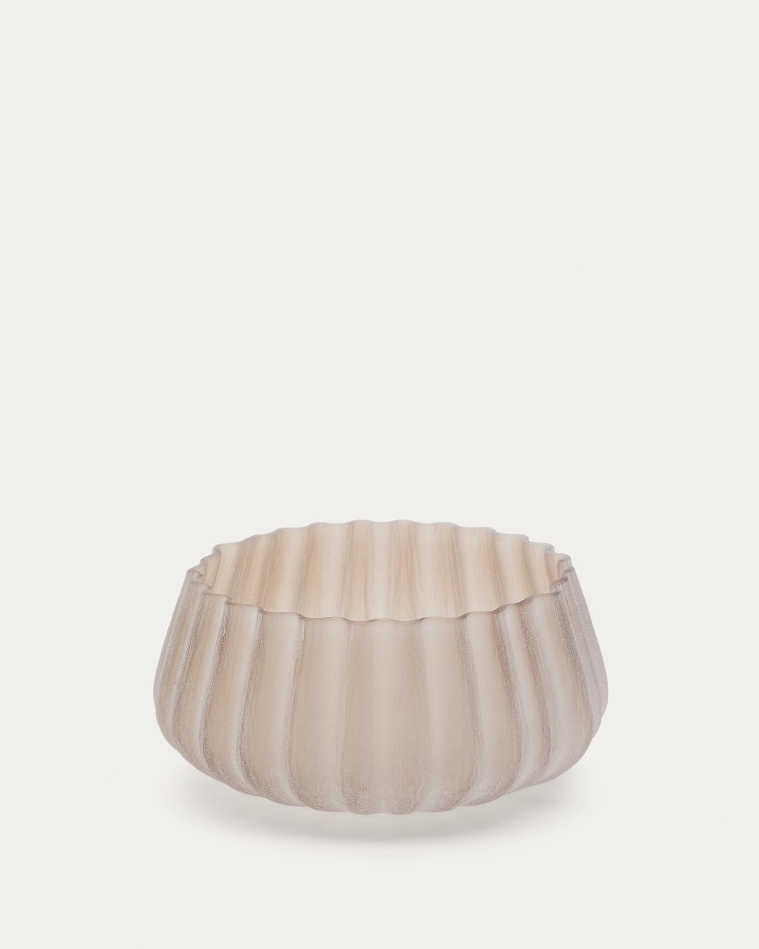 Vase Lumia aus beigem Glas 16 cm in Beige präsentiert im Onlineshop von KAQTU Design AG. Vase ist von Kave Home