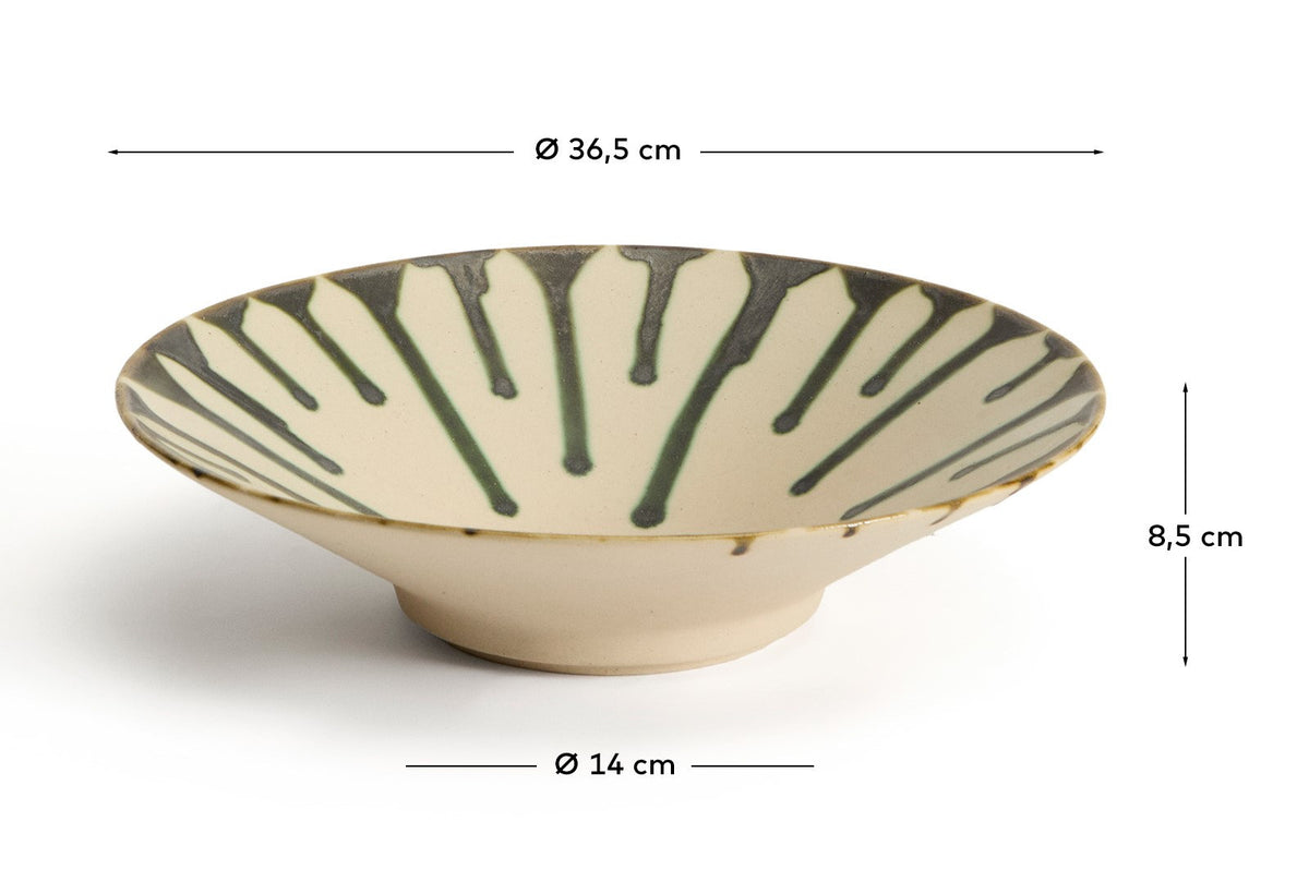 Tischdekoration Olmera aus Keramik in Beige und Grün Ø 36,5 cm in Beige präsentiert im Onlineshop von KAQTU Design AG. Schale ist von Kave Home