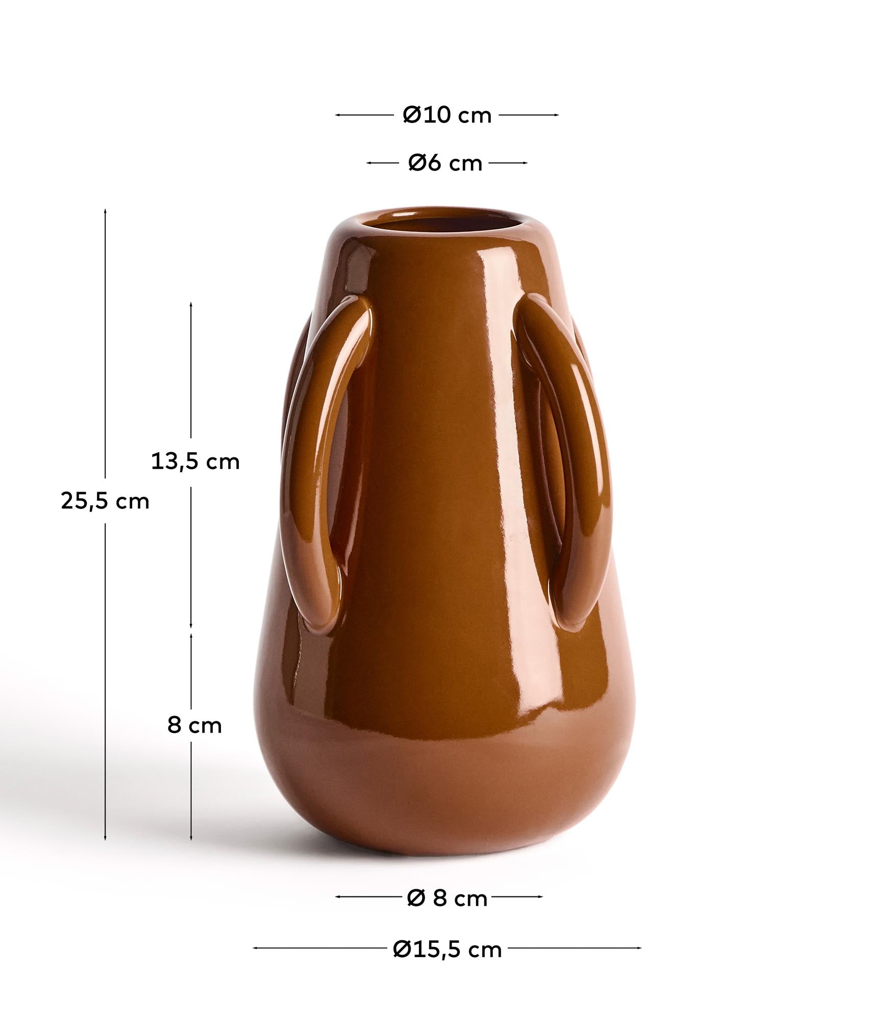 Vase Odra aus brauner Keramik mit glänzendem Finish, 25,5 cm in Braun präsentiert im Onlineshop von KAQTU Design AG. Vase ist von Kave Home
