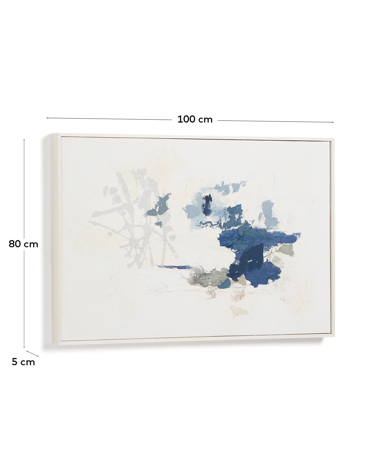 Handgemaltes abstraktes Kunstwerk Erale in eleganten Grau- und Blautönen, 60 x 90 cm, perfekt für stilvolle Inneneinrichtungen von Kave Home.