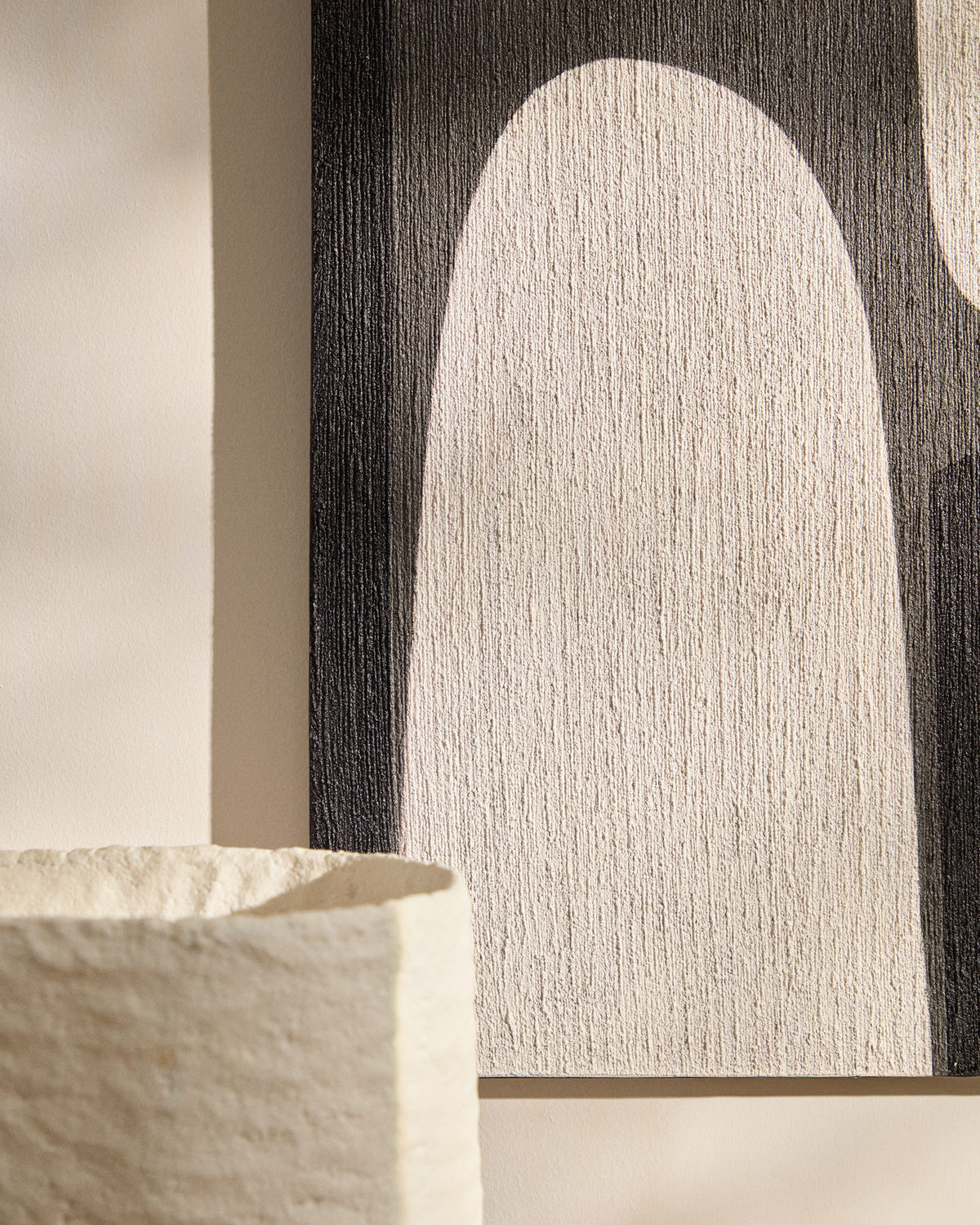 Abstraktes Bild Onure in Schwarz und Weiss, 60 x 90 cm in Weiss, Schwarz, Grau, Beige präsentiert im Onlineshop von KAQTU Design AG. Bild ist von Kave Home
