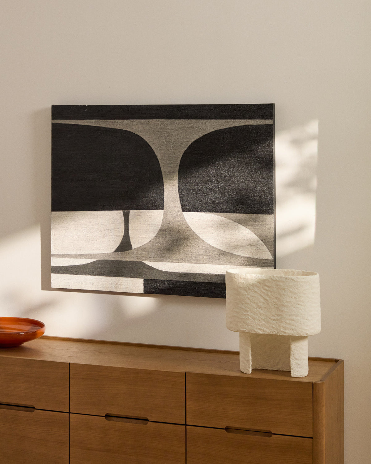 Abstraktes Bild Onure in Schwarz und Weiss, 80 x 100 cm in Weiss, Schwarz, Grau, Beige präsentiert im Onlineshop von KAQTU Design AG. Bild ist von Kave Home