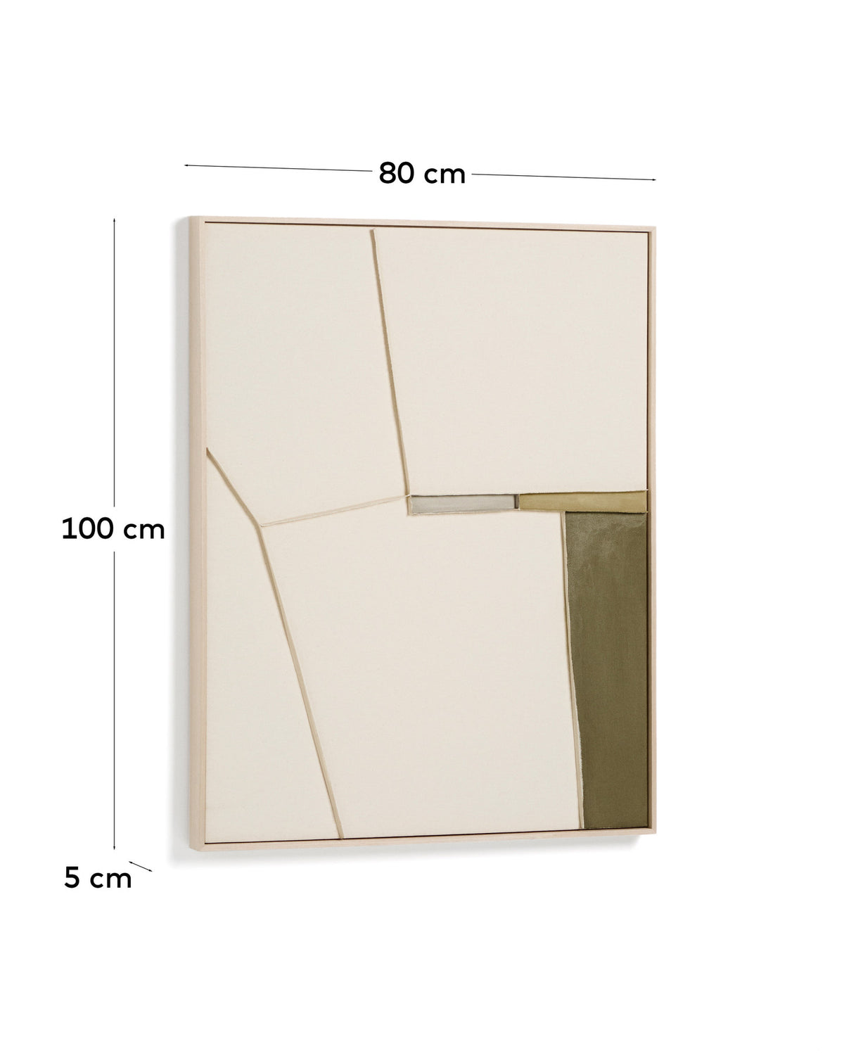 Abstraktes Bild Deravia, 80 x 100 cm in Beige, Grau, Grün präsentiert im Onlineshop von KAQTU Design AG. Bild ist von Kave Home