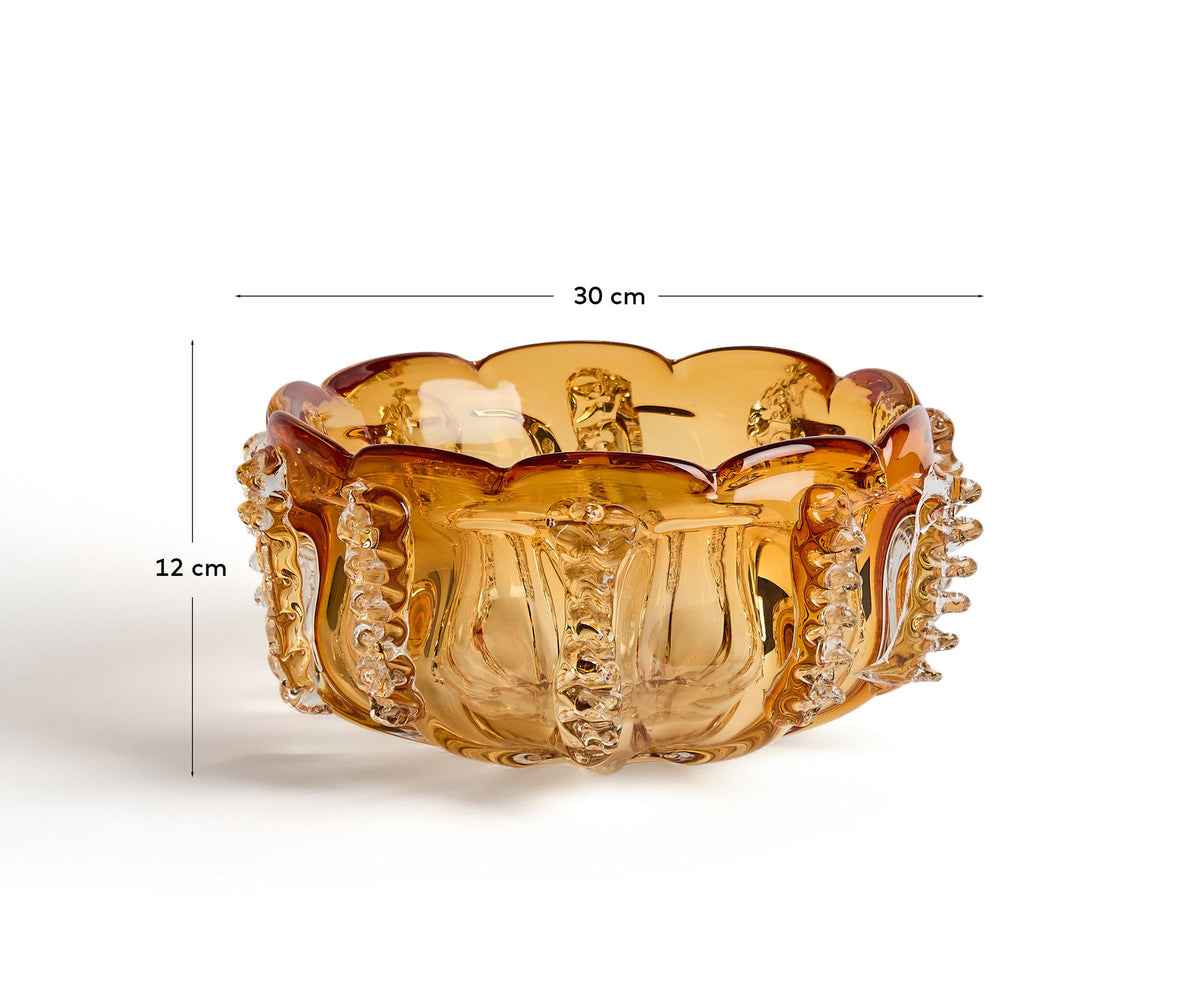 Tafelaufsatz Nicora aus orangefarbenem Glas, Ø 30 cm in Transparent präsentiert im Onlineshop von KAQTU Design AG. Vase ist von Kave Home