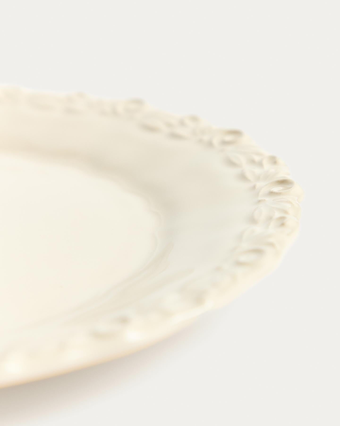 Flacher Teller Varla aus Keramik in Beige in Beige präsentiert im Onlineshop von KAQTU Design AG. Teller ist von Kave Home