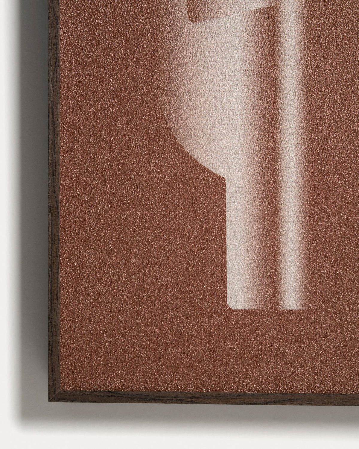 Abstraktes Wandbild Imaro in Dunkelorange, 35 x 50 cm, aus Kiefernholz, Segeltuch und Aluminium mit strukturierter Oberfläche.