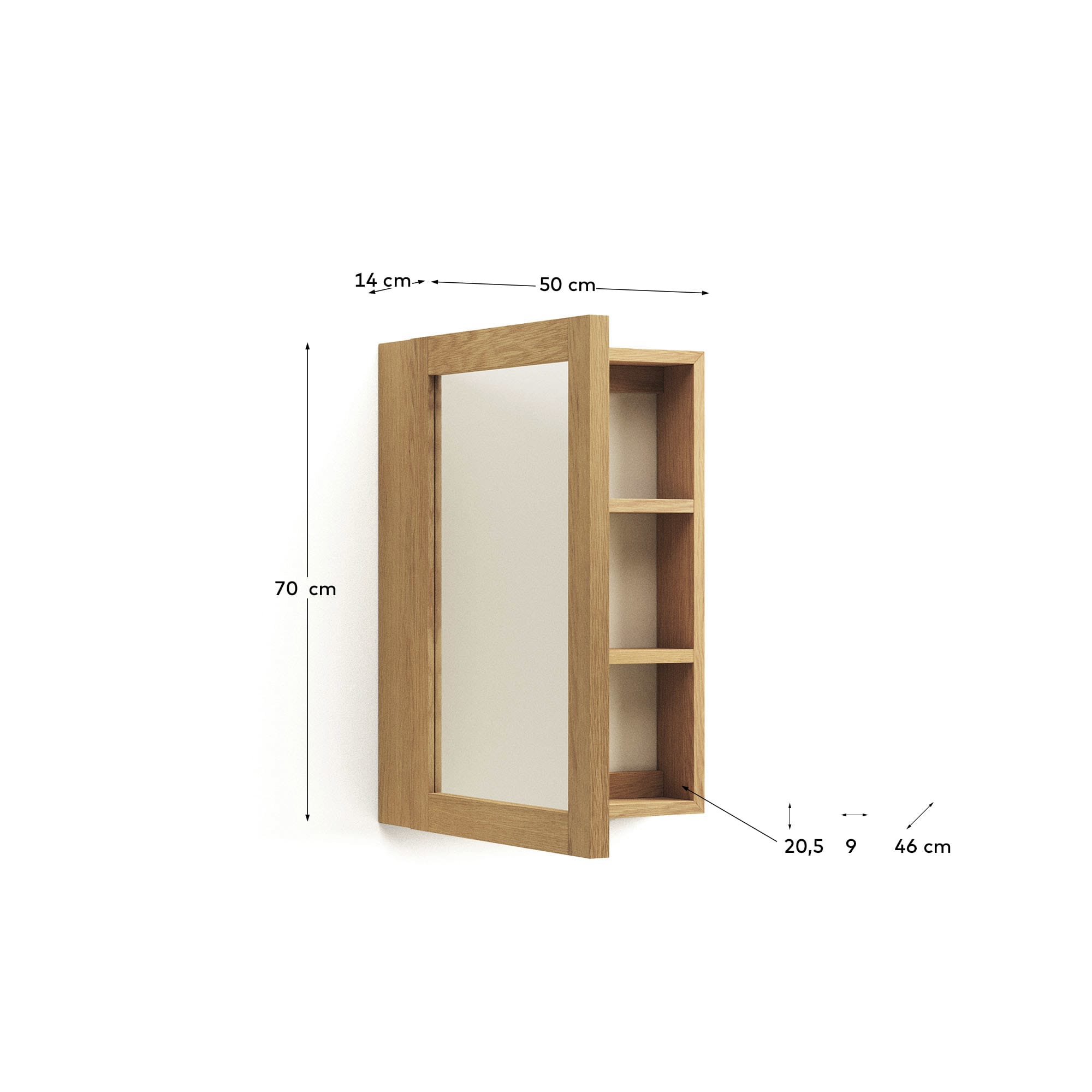 Eleganter Plubia Badezimmerschrank mit Spiegel aus massivem Teakholz, 50 x 70 cm – ideal für stilvolle Badezimmer mit praktischem Stauraum.