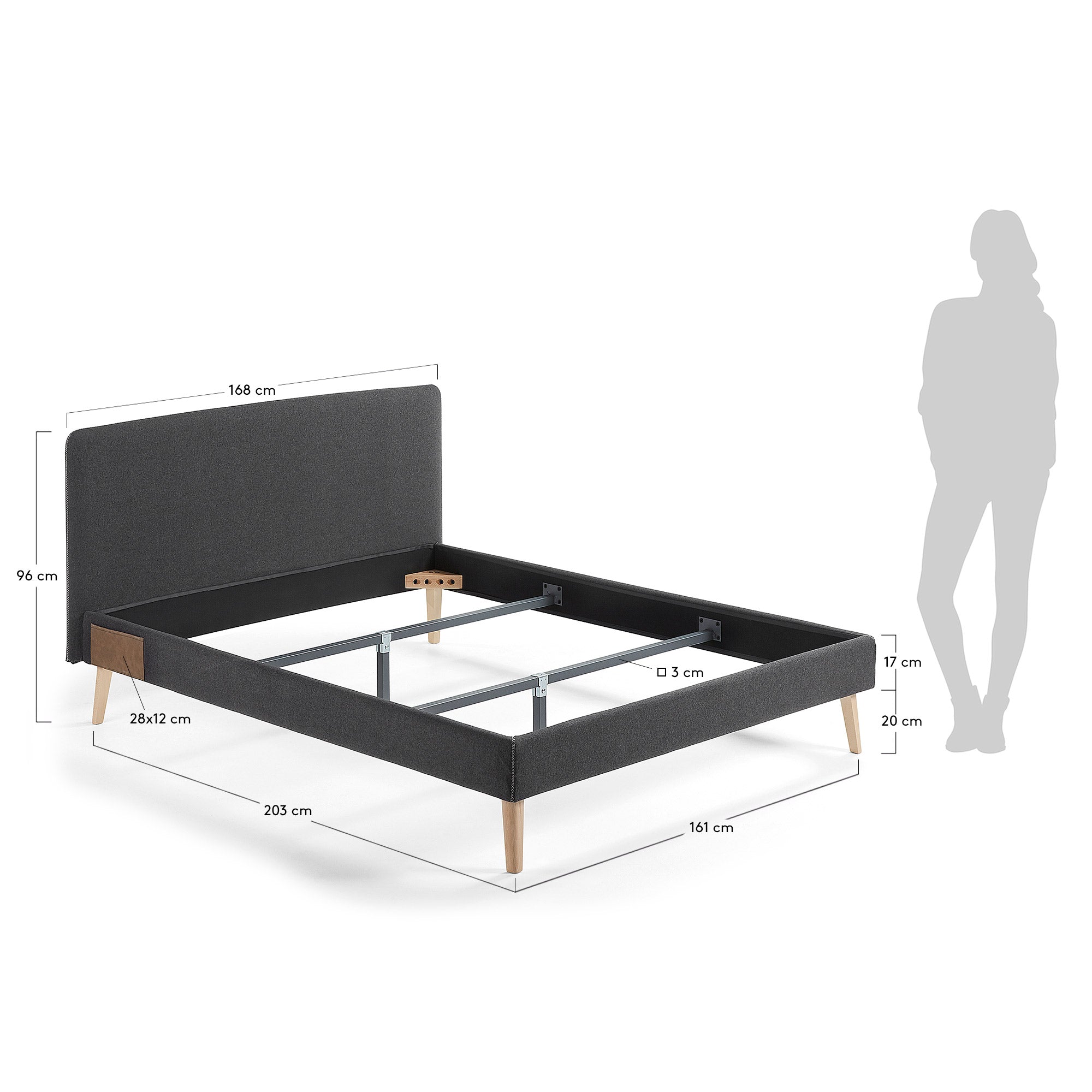 Eleganter Dyla Bezug in Schwarz für 150 x 190 cm Betten von Kave Home. Hochwertige Materialien, modernes Design und pflegeleicht für Ihr Schlafzimmer.