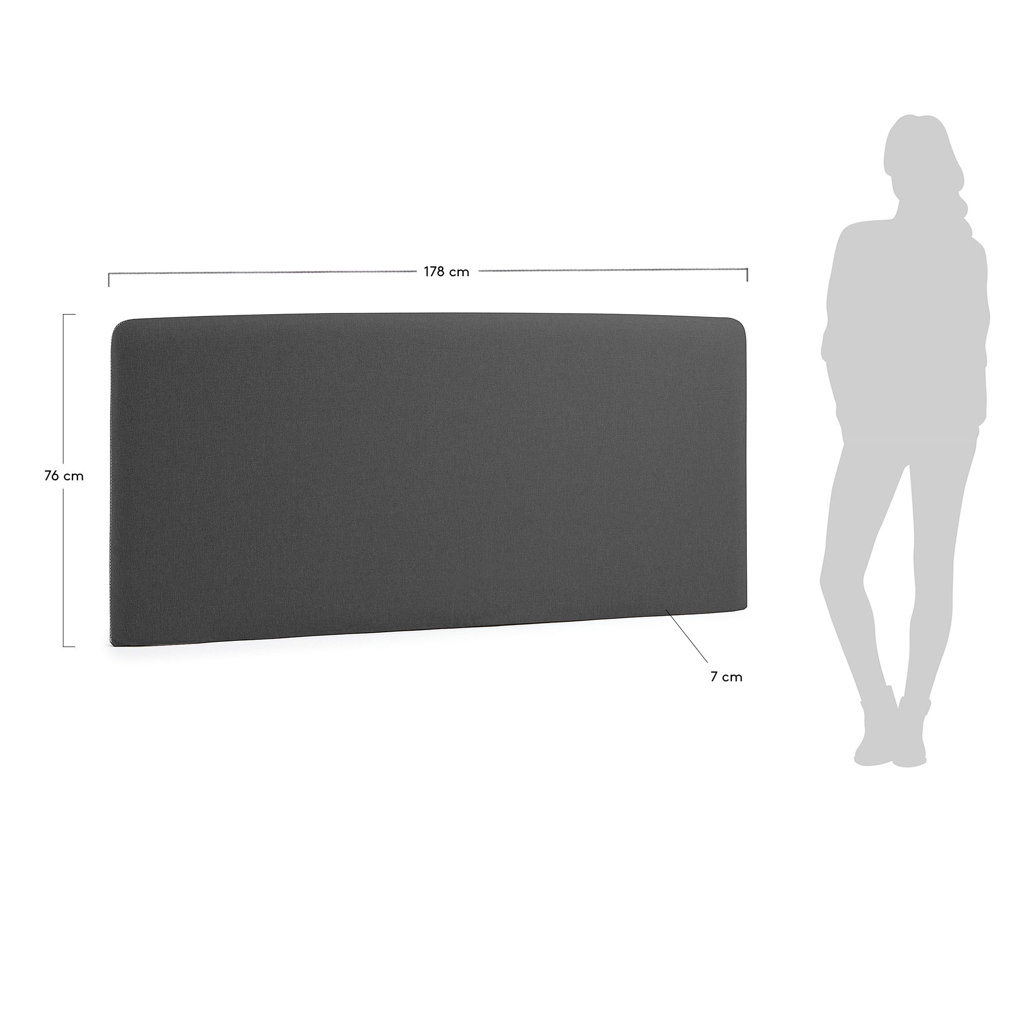 Eleganter Bezug für das Bettkopfteil Dyla in Schwarz, perfekt für 160 cm Betten. Schützt und verschönert Ihr Schlafzimmer mit zeitloser Raffinesse.