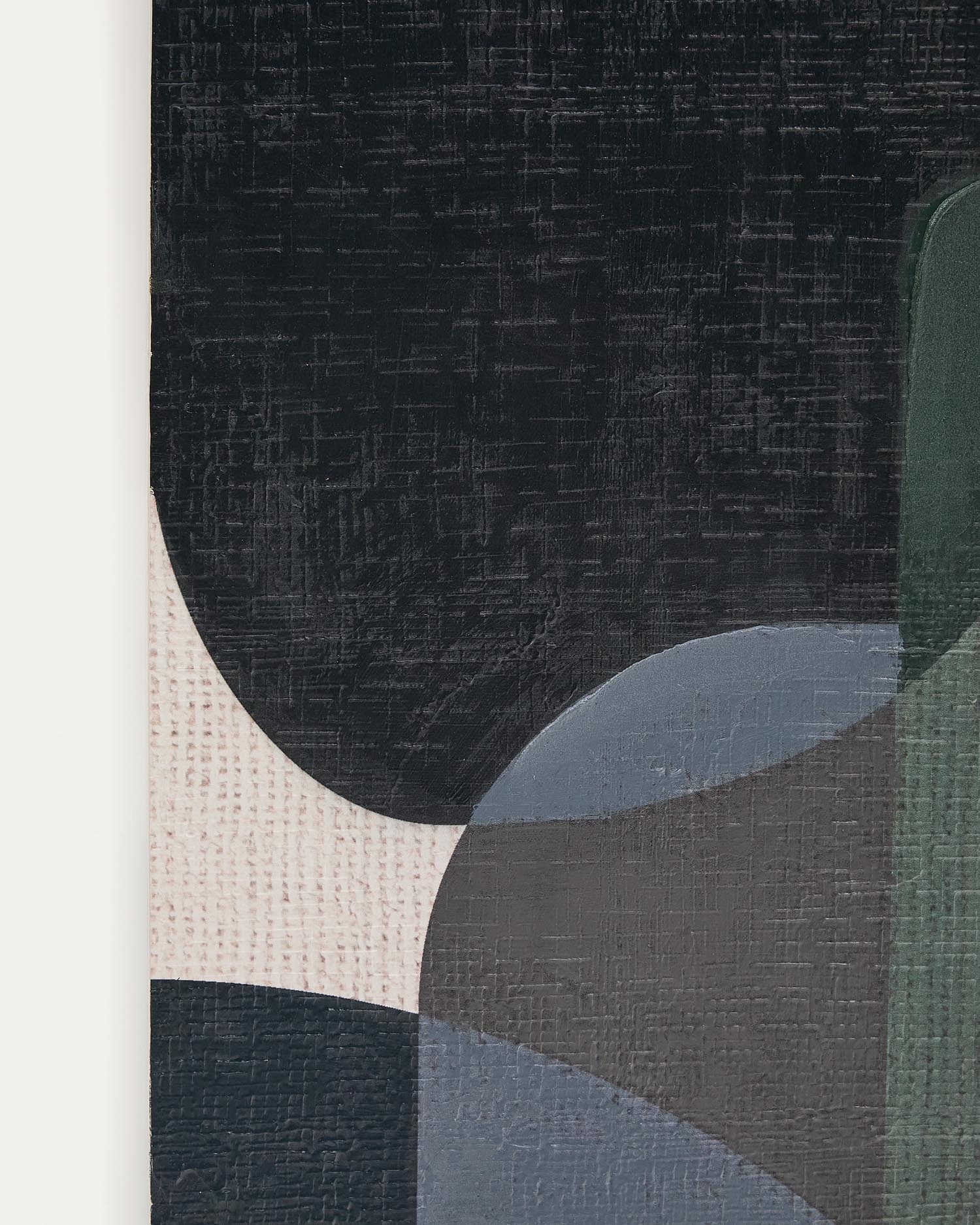 Verleihen Sie Ihrem Raum mit der abstrakten Leinwand Nemsa in Blau und Grün (90 x 60 cm) von Kave Home einen Hauch von Eleganz und Kreativität.