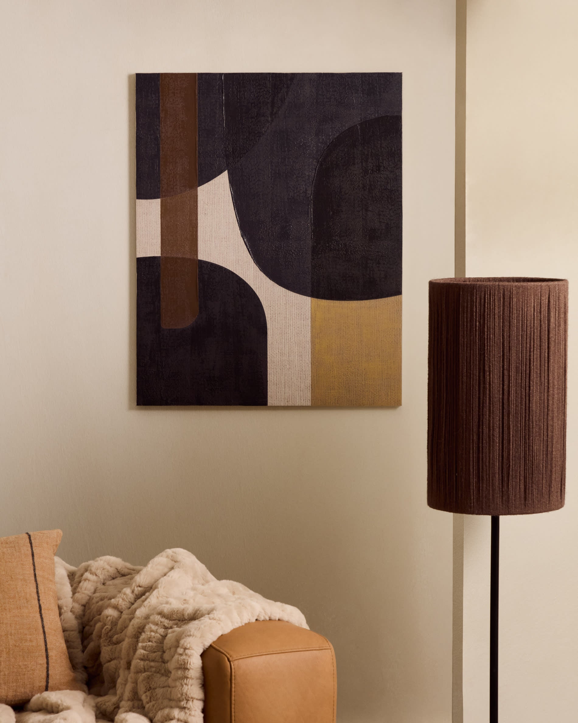 Abstrakte Leinwand Tonol in Braun, 100x80 cm, von Kave Home. Elegante Wandkunst für zeitgenössische Wohnräume. Premium Qualität.