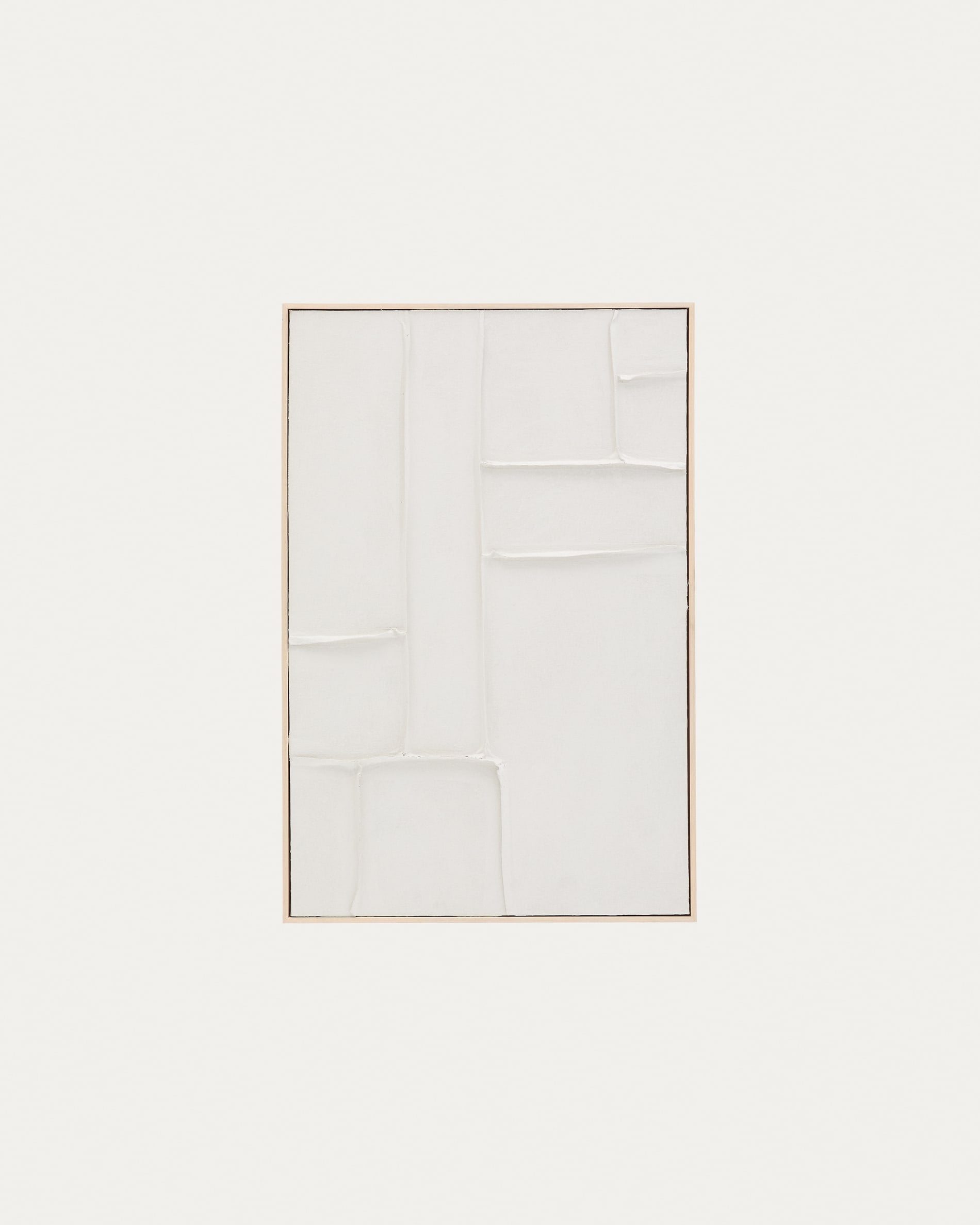 Modernes Leinwandbild mit geometrischen Formen in Weiss, 60x90 cm. Minimalistisch, langlebig, stilvoll – ideal für jedes Interieur.