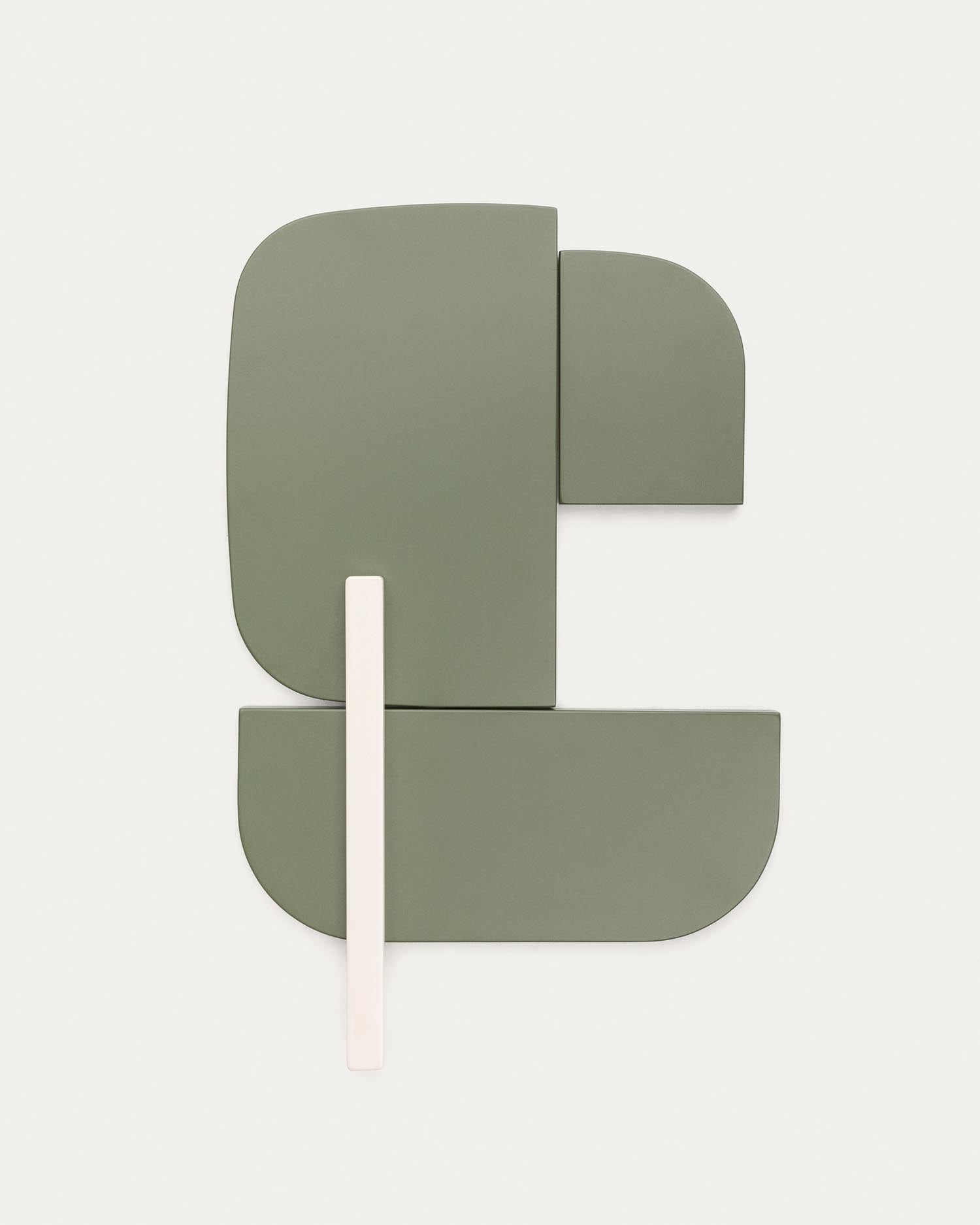 Elegantes Danei Wandpaneel in Weiss und Grün, 50x30 cm, aus Stoff mit geometrischen Formen – ideal für stilvolle Wohnräume.