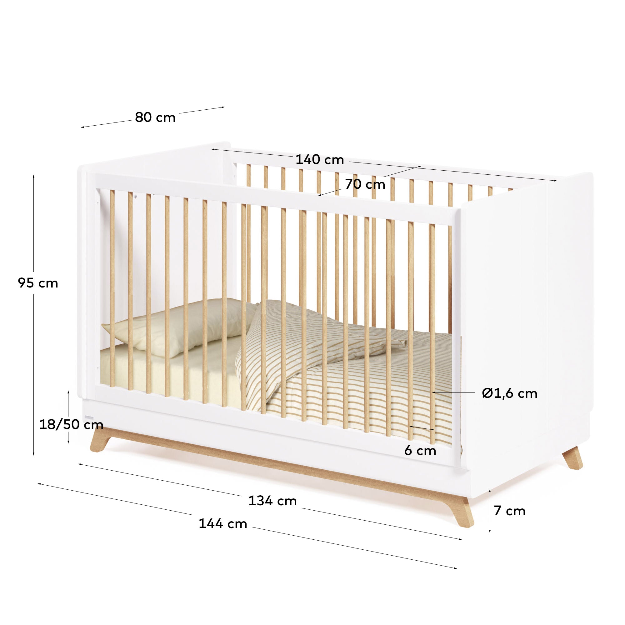 Das Maralis Bett von Kave Home: Langlebiges, anpassbares Buchenholzbett mit modernem, weißem Finish. Ideal für wachsende Kinder!