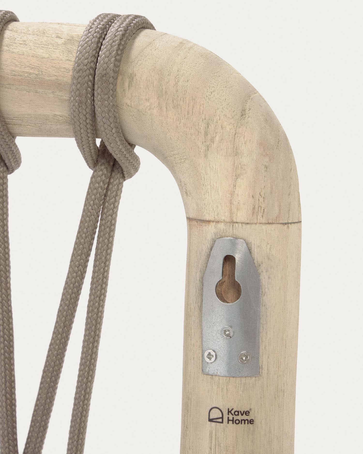 Elegantes Aberash Kopfteil aus robustem Mindiholz und grauem Seil, ideal für 160 cm Betten. Verleiht Ihrem Schlafzimmer Stil und Komfort.