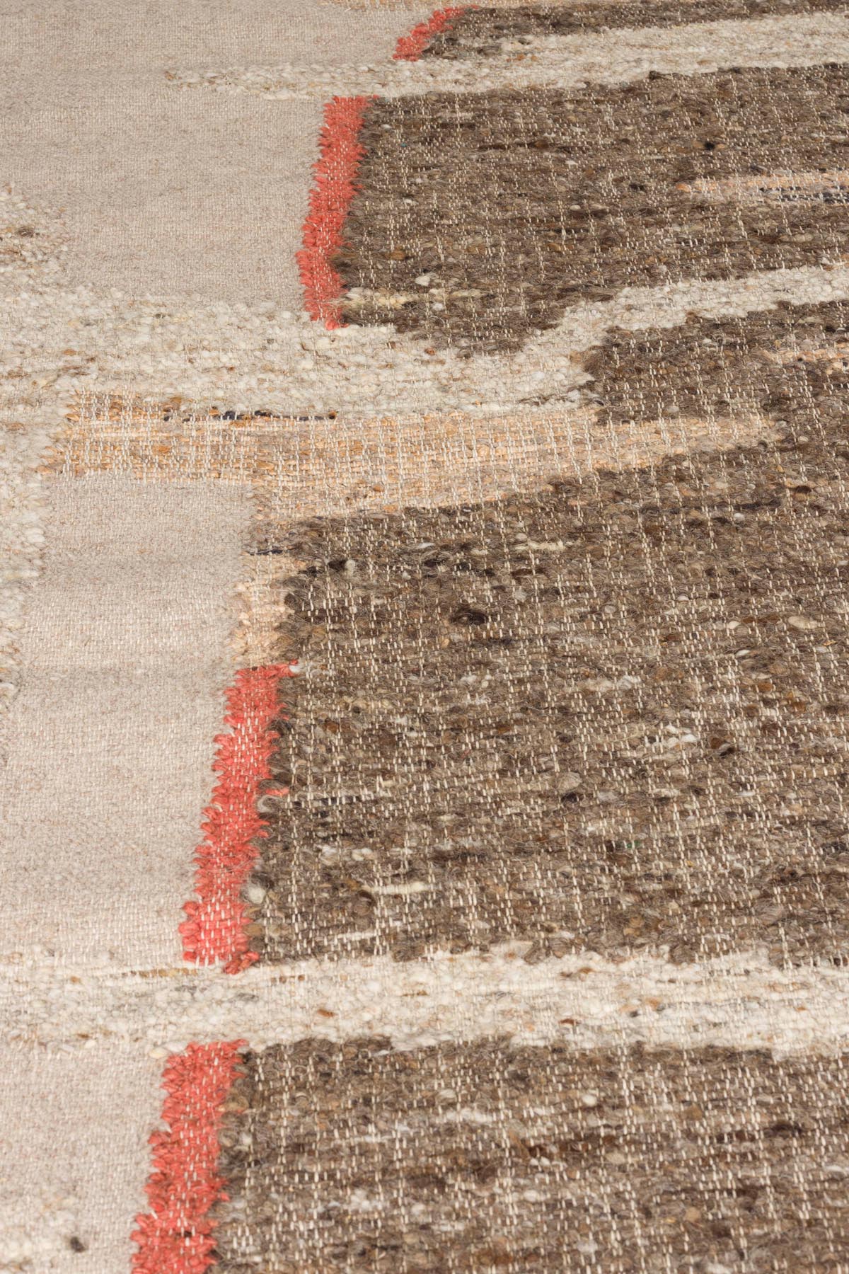 Handgewebter Teppich Briton aus Wolle, Jute und Baumwolle in neutralem Farbton