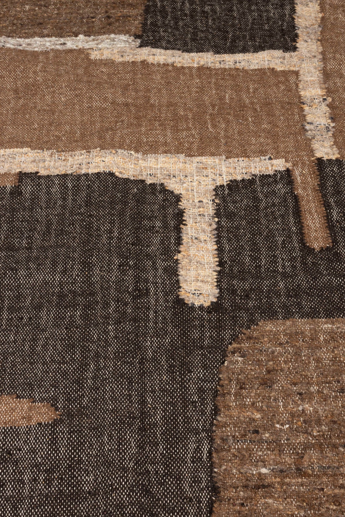 Handgewebter Teppich Briton aus Wolle, Jute und Baumwolle in neutralem Farbton