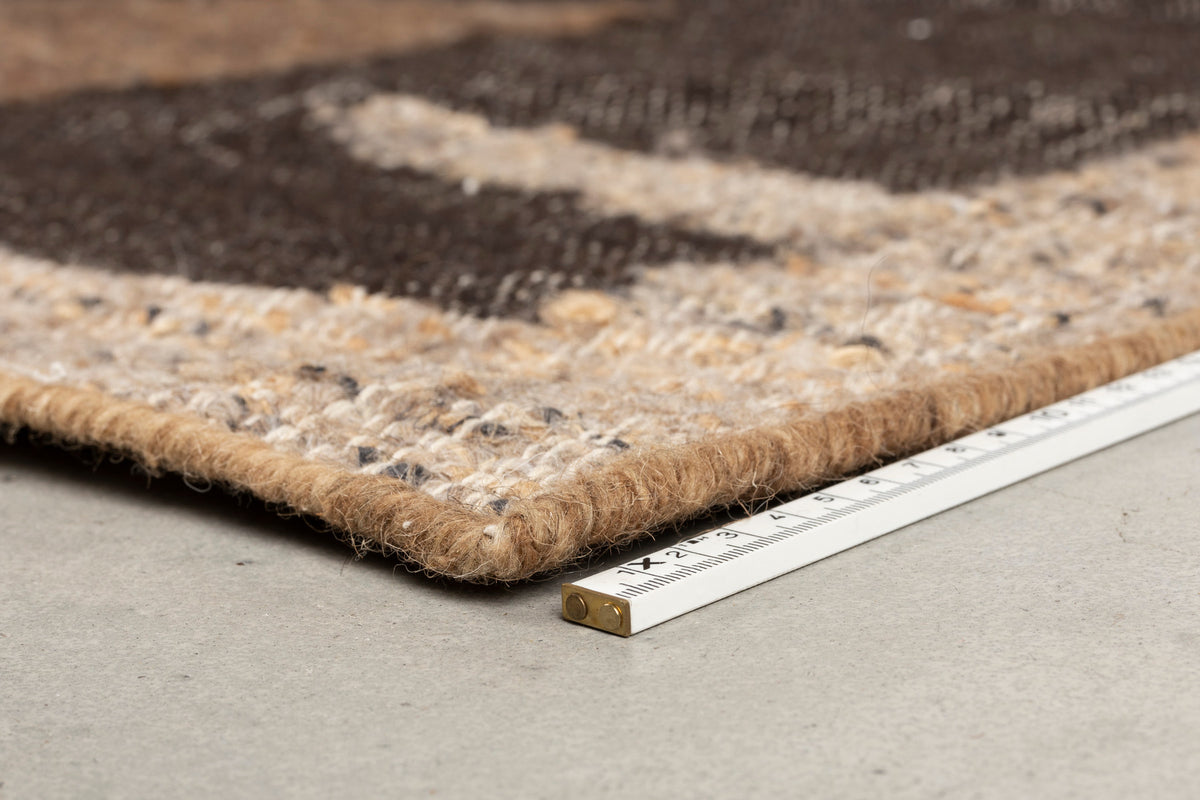 Handgewebter Teppich Briton aus Wolle, Jute und Baumwolle in neutralem Farbton
