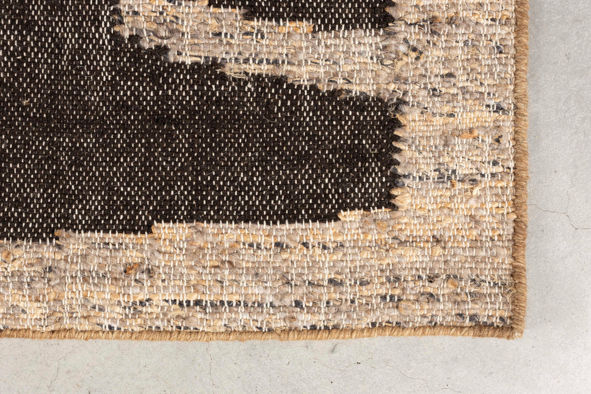 Handgewebter Teppich Briton aus Wolle, Jute und Baumwolle in neutralem Farbton