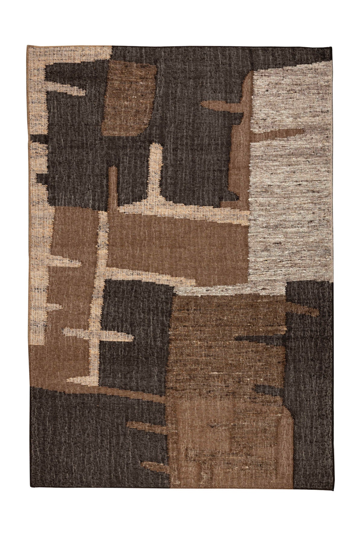 Handgewebter Teppich Briton aus Wolle, Jute und Baumwolle in neutralem Farbton