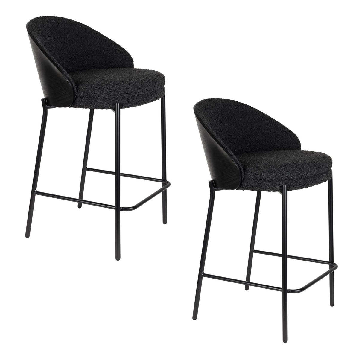 Barstuhl Rodin Bouclé Black in Schwarz präsentiert im Onlineshop von KAQTU Design AG. Barstuhl ist von Dutchbone