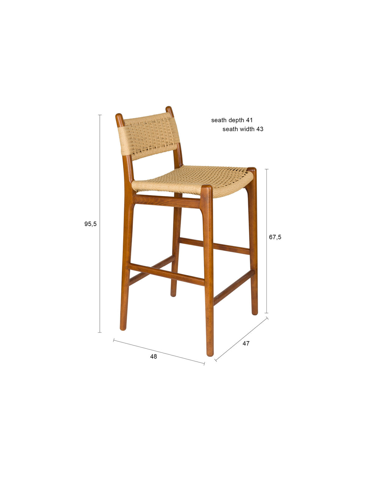 Barstuhl Cecile in Walnuss präsentiert im Onlineshop von KAQTU Design AG. Barstuhl ist von Dutchbone