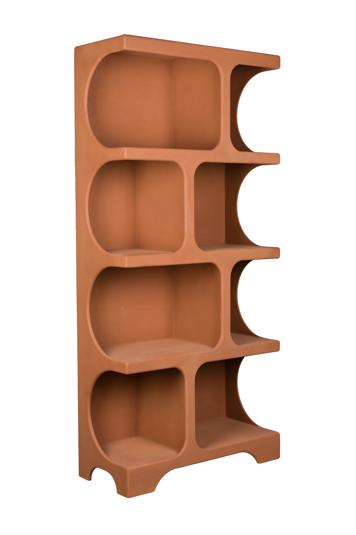 Bücherregal Dundee in Terracotta aus mattem Holz mit ungleichmässigen Fächern