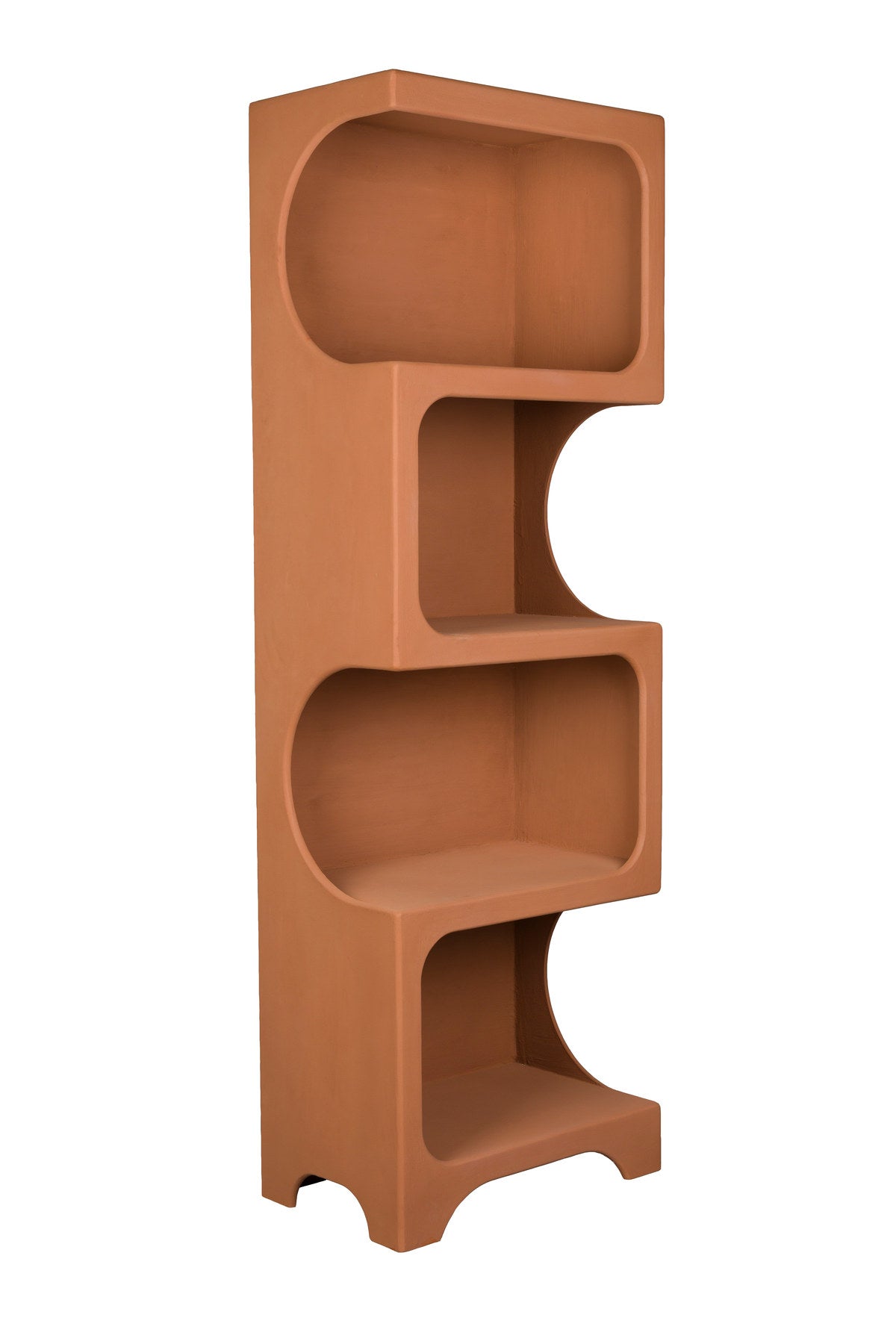 Bücherregal Dundee in Terracotta aus mattem Holz mit ungleichmässigen Fächern