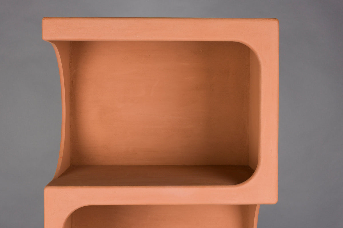 Bücherregal Dundee in Terracotta aus mattem Holz mit ungleichmässigen Fächern
