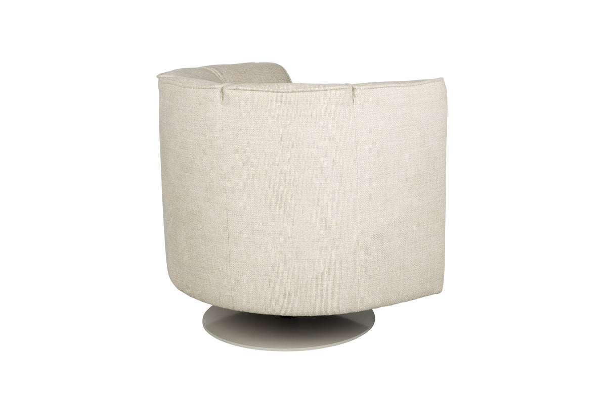 Runder Sessel Flower von Dutchbone mit Polyesterbezug und schwarzem Drehgestell aus Stahl
